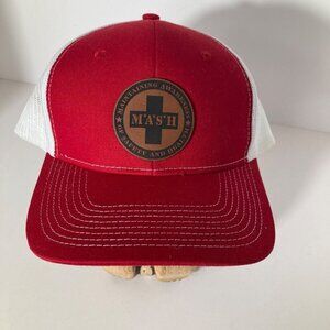 Mens Port Authority MASH Snap Back Cap Hat Red White OS Cotton Polyester‎